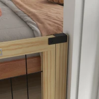 PawHut Barrière Extensible pour Chiens avec Porte et 2 Panneaux, Pieds Triangulaires, 112-159x70 cm, Bois Naturel(m-4)