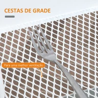 HOMCOM Carrinho Auxiliar com Rodas de 3 Níveis Carrinho de Cozinha com 3 Cestas de Aço e 1 Bancada de Madeira 45x31x79,4 cm Branco(m-5)