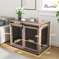 PawHut Dog Crate Furniture with Sliding Door for Large Dogs, Walnut Brown(m-3)