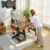 SPORTNOW Klappbarer Holz-Tischkicker, stehender Kickertisch mit 2 Bällen, 22 Spielern, 118 x 107,5 x 78 cm, braun(m-2)