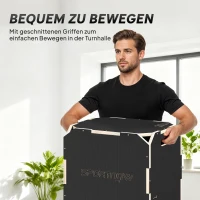 SPORTNOW Sprungbox, kantenfreie Ecken, Sperrholz, höhenverstellbar, Seitengriffe, Schwarz(m-7)