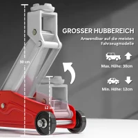 HOMCOM Hydraulischer Wagenheber Kompakt Überlastschutz Auto SUV 2t 120-300mm Rot Gelb(m-4)