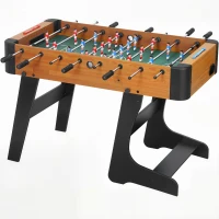SPORTNOW Futbolín plegable de madera, mesa de futbolín plegable sobre patas con 2 pelotas, 22 jugadores, 118 x 107,5 x 78 cm, marrón(m-7)