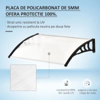 Outsunny Copertina 100×80 cm – Policarbonat Anti-UV pentru Usi si Ferestre(m-4)