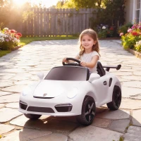 AIYAPLAY Elektrisches Polizeiauto für Kinder mit Fernbedienung Doppelmotor Sirene Stützräder Musik und Scheinwerfer Weiß(m-2)