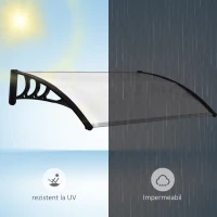 Outsunny Copertina 100×80 cm – Policarbonat Anti-UV pentru Usi si Ferestre(m-6)