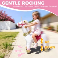 AIYAPLAY Kids Rocking Horse, Plush Walking Horse with Wheels, Ride On Unicorn Toy for Ages 3-5 Years Old, White(m-5)