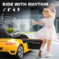 AIYAPLAY Kids Electric Car, 12V Licensed RUF GT Ride on Car with Suspension, Remote Control, Music for 3-5 Years Yellow(m-7)