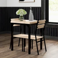 HOMCOM Three-Piece Minimal and Compact Dining Set, Light Wood Grain(m-7)