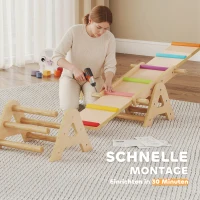 AIYAPLAY 2 In 1 Balance Wippe Kinder, Schwebebalken aus Holz, Wippe Schaukelwippe Garten, Balance Board 133 x 38 x 24 cm(m-7)