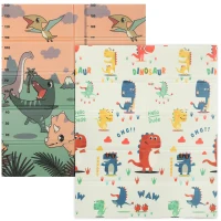 AIYAPLAY Dinosaur-Themed Baby Plat Mat Double Sided, Foldable, Water-Resistant for Outdoor/Indoor, 177 x 146 x 1.5cm(m-11)