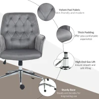 Vinsetto Linen Computer Chair with Armrest, Modern Swivel Chair with Adjustable Height, Dark Grey(m-7)