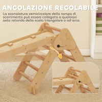 AIYAPLAY Gioco per Bambini 5 in 1 con Triangolo, Parete Liscia e Arco, in Legno di Pioppo e Pino, 188x70x59 cm(m-6)