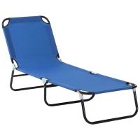 Outsunny Foldable Sun Lounger with 5-Position Adjustable Backrest, Outdoor Portable Recliner Chaise Lounge Chair with Breathable Mesh Fabric, Blue(m-10)