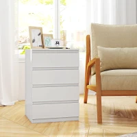 HOMCOM Cómoda 4 Cajones con Cierre Suave Cajonera para Salón Oficina Estilo Moderno 45x40x68 cm Blanco(m-9)