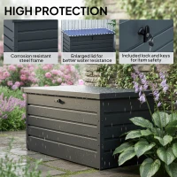 Outsunny 311L Galvanised Steel Garden Storage Box - Dark Grey(m-6)