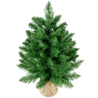 HOMCOM Albero di Natale Mini 55cm con 50 Rami Folti e Aghi Realistici in PVC, Base in Cemento e Iuta(m-11)