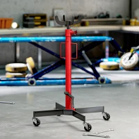 HOMCOM Vérin de fosse hydraulique, cric de levage 500 kg, avec roues pivotantes et pédale, acier, 58 x 58 x 110-191,5 cm rouge(m-9)