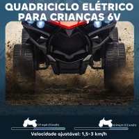 AIYAPLAY Quadriciclo Elétrico para Crianças 6 V Quadriciclo para Crianças com Velocidade até 3 km/h Faróis e Música 70x42x45 cm Vermelho(m-4)