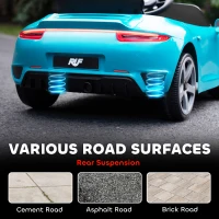 AIYAPLAY Kids Electric Car, 12V Licensed RUF GT Ride on Car with Suspension, Remote Control, Music, for 3-5 Years, Blue(m-8)