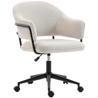 HOMCOM Ergonomischer Bürostuhl, höhenverstellbarer Bürosessel, 360° drehbar, 63 x 65 x 83-92 cm, Creme(m-1)