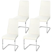 HOMCOM Conjunto de 4 Cadeiras de Sala de Jantar com Assento Acolchoado e Pés de Metal Cadeiras Cantilever Modernas 45x61x98 cm Creme(m-11)
