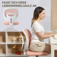 HOMCOM Bürostuhl Ergonomischer Schreibtischstuhl mit C-förmiger Rückenstütze, Höhenverstellbar Rosa(m-4)