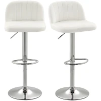 HOMCOM Juego de 2 Taburetes de Bar Taburetes Altos de Cocina con Altura Ajustable Asiento Giratorio 43x45x81-101 cm Crema(m-10)