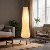 HOMCOM Lampada da Terra Treppiede con Interruttore a Pedale e Luminosità Regolabile, 46x46x153 cm, Bianco(m-8)