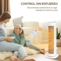 HOMCOM Calefactor Eléctrico Bajo Consumo 2000W con 3 Modos Termostato Regulable Protección contra Vuelcos y Sobrecalentamiento(m-8)