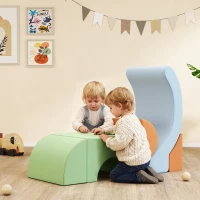 AIYAPLAY 5-teiliges Softbaustein-Set für Kleinkinder, zum Klettern, Krabbeln, Bauen, leichtes Gewicht, Cord, Schaumstoff, Bunt(m-2)