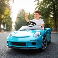 AIYAPLAY Kids Electric Car, 12V Licensed RUF GT Ride on Car with Suspension, Remote Control, Music, for 3-5 Years, Blue(m-2)