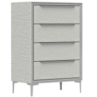 HOMCOM Commode 4 Tiroirs en Acier avec Revêtement en Tissu Effet Lin, 60x36x88 cm, Gris(m-7)