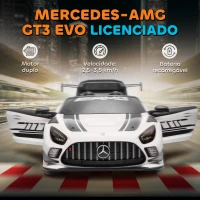AIYAPLAY Carro Elétrico para Crianças Mercedes-AMG GT3 Evo12V com Controlo Remoto 2,4G e Motor Duplo 115x66x44 cm Branco(m-4)