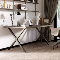 HOMCOM Lot de 2 pieds de table en forme en croix 70 x 72 cm design industriel pour table basse table de chevet noir(m-10)