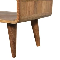 Solid Mango Wood Media Unit with Oak-Effect Finish, Open Shelf, Hand-Finished Table for AV Components, 45L x 65W x 35H cm, Brown(m-5)