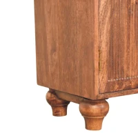 Solid Mango Wood Arco Groove Sideboard with Whimsical Animal Motif, 2-Door Sideboard Ideal for Living Room, 35L x 75W x 71H cm, Brown(m-5)