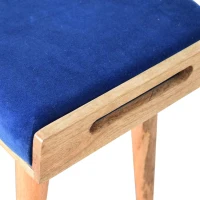 Solid Mango Wood Velvet Tray Footstool with Plush Velvet, Upholstered Footstool with High‑resilience Cushioning, 35L x 50W x 52H cm, Brown(m-5)
