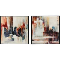 HOMCOM Quadros em Tela Abstractos 40x40 cm 2 Peças Quadros de Arte de Parede Emoldurados Decoração Moderna Multicolor(m-6)