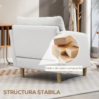 HOMCOM Fotoliu Modern pentru Living din Țesătură cu Șezut Larg și Gros, Crem(m-7)