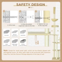 PawHut 230-250cm Floor-to-Ceiling Climbing Cat Tree Tower - Beige(m-7)