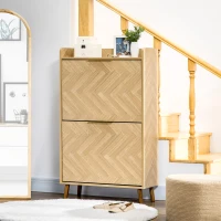 HOMCOM Meuble à chaussures à 2 abattants pour petit entrée salon chambre 70 x 30 x 120 cm(m-10)