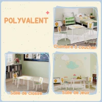 AIYAPLAY Table enfant avec chaise, ensemble table et 2 chaises enfant en bois, motifs animaux, 60 x 60 x 44 cm, vert(m-8)