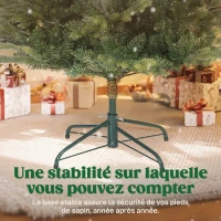HOMCOM Sapin de Noël artificiel 150 cm, arbre de Noël réaliste avec 1202 pointes de branche articulée, support en métal, vert(m-8)