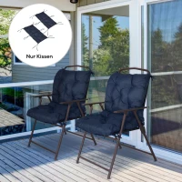 Outsunny Set da 2 cuscini, 98 x 50 cm cuscini per sedia con laccetti, rivestimento in tessuto, 8 cm spessi, blu scuro(m-2)