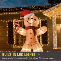 HOMCOM 8ft Christmas Inflatable Gingerbread Man, Lighted Blow Up Decor for Indoor and Outdoor Garden Party Prop(m-4)