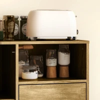 HOMCOM Aparador de Arrumação para Sala com 2 Gavetas Compartimento Aberto e Prateleira Ajustável 80x40x78 cm Natural(m-5)