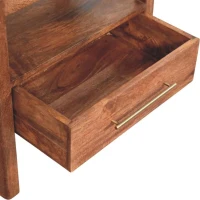 Caldera Solid Mango Wood Bedside Table with Drawer and Shelf, Bedside Cabinet with Hand-finished Design, 35L x 55W x 55H cm, Brown(m-6)