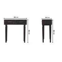 Solid Wood Arno Console Table with 2 Smooth-Gliding Drawers, Handcrafted Bedside Table with Mango Wood, 35L x 80W x 82H cm, Brown(m-3)
