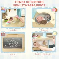 AIYAPLAY Heladería Pastelería de Madera 2 en 1 para Niños con Horno 17 Accesorios de Cocina Regalo para Niños y Niñas de +24Meses(m-4)